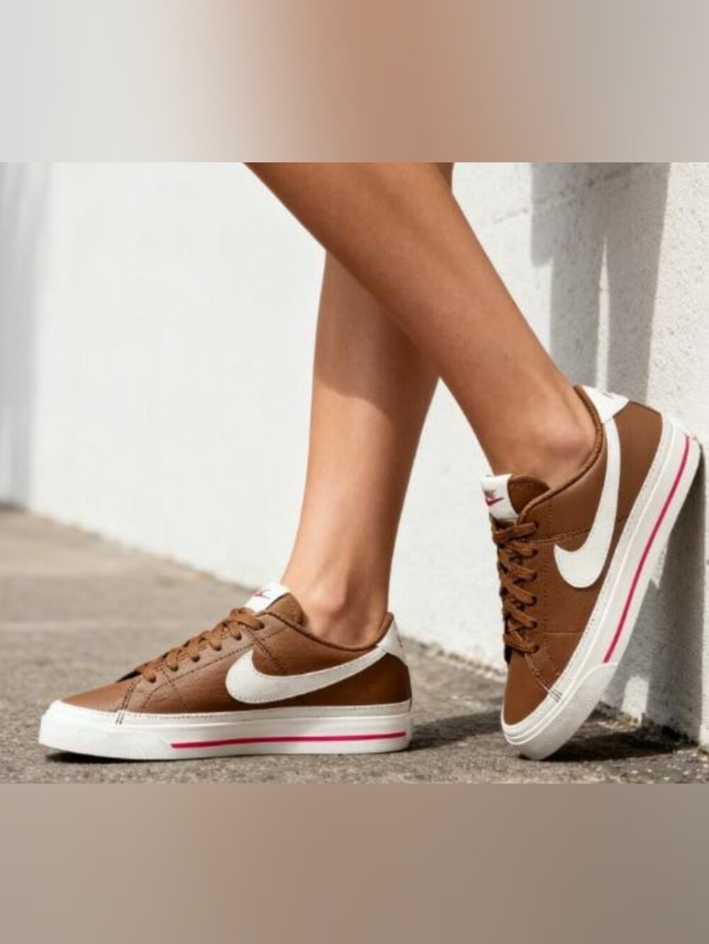 Nike Wmns Court Legacy 'Light British Tan/Fire Red/Sail' Sneakers Size 9